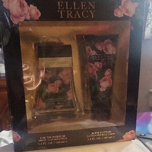 Ellen Tracy Black and Pink Perfume and Body Lotion Set